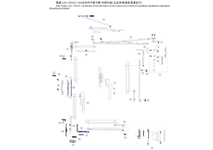 內(nèi)開(kāi)內(nèi)倒五金系統(tǒng)